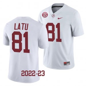 Men's Alabama Crimson Tide #81 Cameron Latu White 2022-23 NCAA College Football Jersey 2403JHVD3